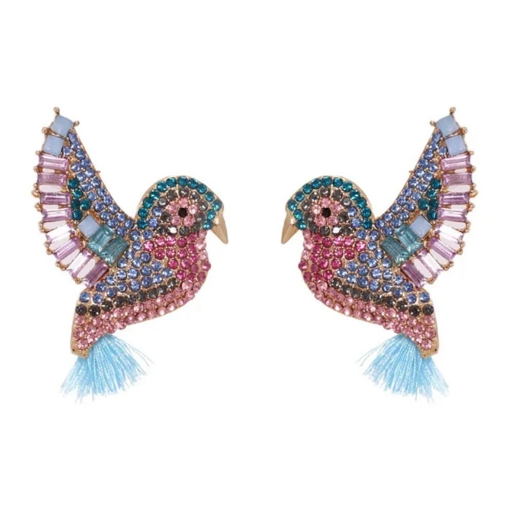 Diamond boho bird earrings N395